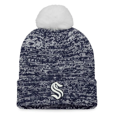 Fanatics Branded Deep Sea Blue Seattle Kraken Glimmer Cuffed Knit Hat With Pom