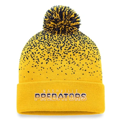 Fanatics Branded Gold Nashville Predators Iconic Gradient Cuffed Knit Hat With Pom