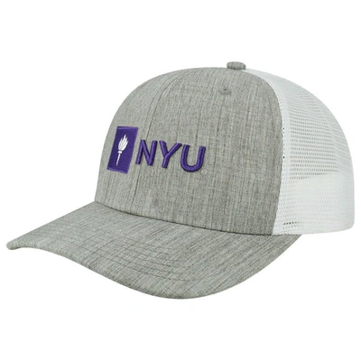 Legacy Athletic Men's  Heather Grey, White Nyu Violets The Champ Trucker Snapback Hat