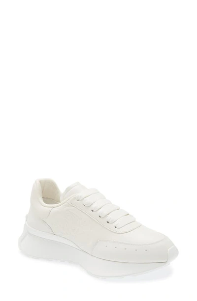 Alexander Mcqueen Oversize Seal Quilted Sneaker In White/ White