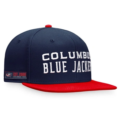 Fanatics Branded Navy/red Columbus Blue Jackets Iconic Color Blocked Snapback Hat In Navy,red