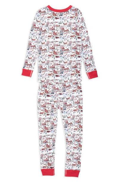 Pyjamas For Peace Kids' Winter Wonderland Fitted Two-piece Cotton Pyjamas In White