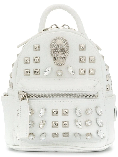 Philipp Plein Shiny Skull Backpack In Bianco