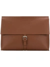 Orciani Buckle-strap Clutch In Brown