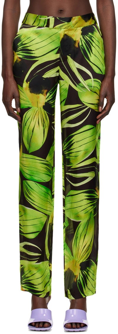 Louisa Ballou Green Cruise Trousers In Multicolor