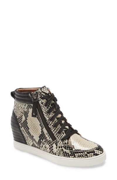 Linea Paolo Niya Wedge Sneaker In Cream Snake Print Leather
