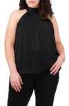 1.state Halter Neck Satin Top In Rich Black