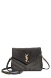 Saint Laurent Toy Loulou Calfskin Suede Crossbody Bag In Storm/ Storm