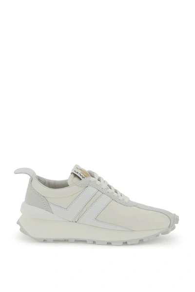 Lanvin Nylon And Leather Bumper Sneakers In White