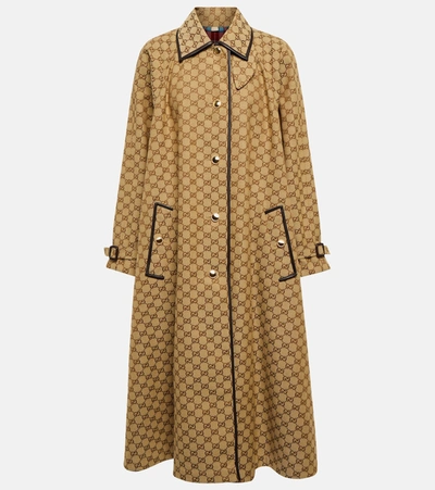 Gucci Reversible Gg And Checked Cotton-blend Coat In Camel/mix