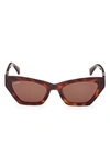 Max Mara 52mm Cat Eye Sunglasses In Dark Havana / Brown