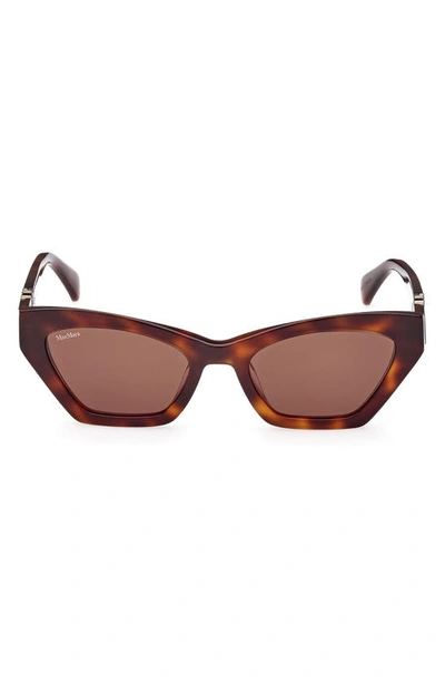 Max Mara 52mm Cat Eye Sunglasses In Dark Havana / Brown