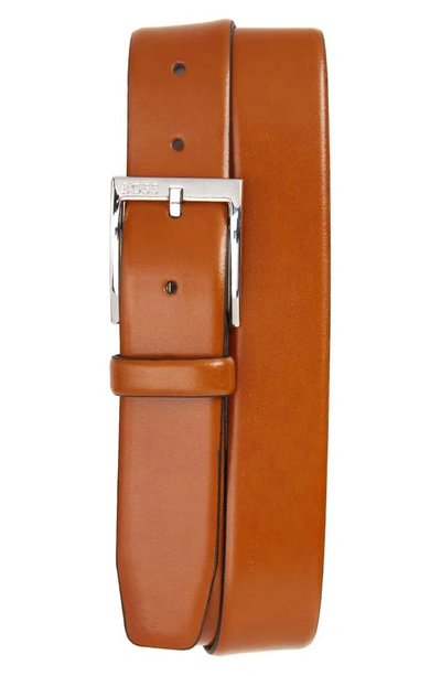 Hugo Boss Elloy Leather Belt In Medium Brown