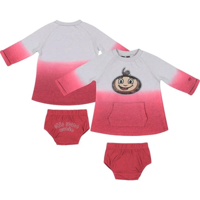 Colosseum Babies' Newborn And Infant Boys And Girls  Gray, Scarlet Ohio State Buckeyes Hand In Hand Ombre Dre In Gray,scarlet