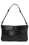 Bottega Veneta Woven Leather Shoulder Bag In Black