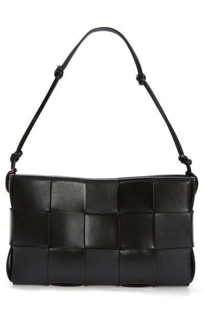 Bottega Veneta Woven Leather Shoulder Bag In Black