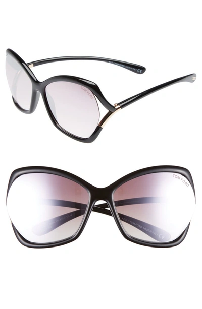 Tom Ford Astrid 61mm Geometric Sunglasses - Black/ Rose Gold/ Pink/ Silver