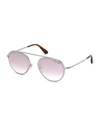 Tom Ford Keith Round Brow-bar Metal Sunglasses, Brown/silver In Silver/antique Pink