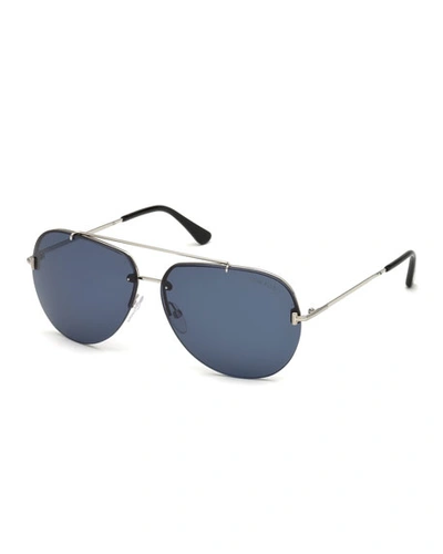 Tom Ford Men's Brad Brow Bar Aviator Sunglasses, 60mm In Blue