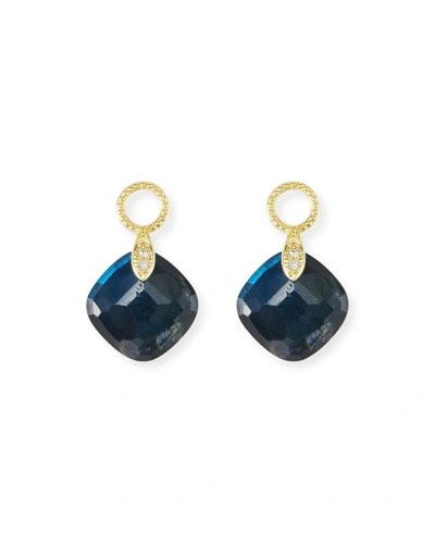 Jude Frances 18k Lisse Doublet Cushion Earring Charms In Labradorite/onyx
