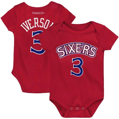Mitchell & Ness Babies' Infant  Allen Iverson Red Philadelphia 76ers Hardwood Classics Name & Number Bodysuit