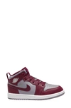 Nike Kids' Air Jordan 1 Mid Sneaker In Red/ White/ Cement Grey