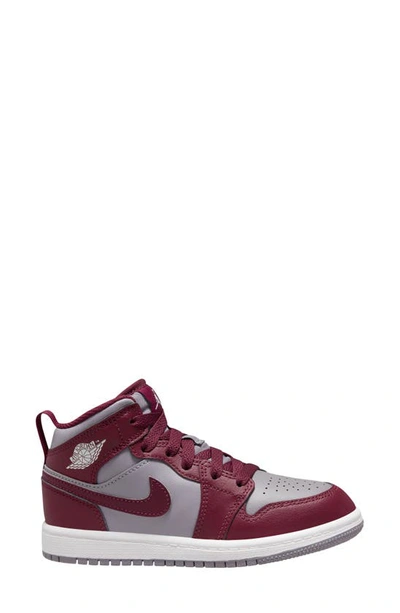 Nike Kids' Air Jordan 1 Mid Sneaker In Red/ White/ Cement Grey