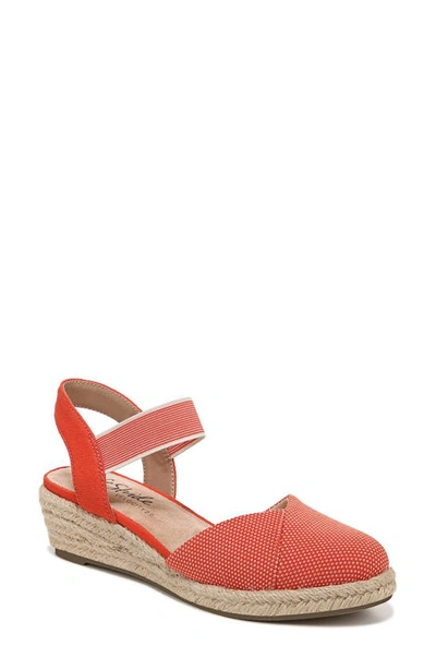 Lifestride Kimmie Ankle Strap Espadrille Sandal In Tropical Orange Fabric