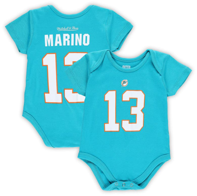 Mitchell & Ness Babies' Infant  Dan Marino Aqua Miami Dolphins Mainliner Retired Player Name & Number Bodysui