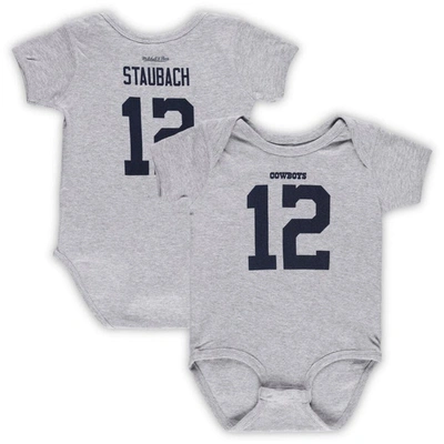 Mitchell & Ness Babies' Infant  Roger Staubach Heathered Gray Dallas Cowboys Mainliner Retired Player Name & In Heather Gray