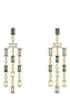David Yurman Novella Earrings In Hampton Blue Topaz, Aquamarine & Tanzanite With Diamonds In Blue/gold