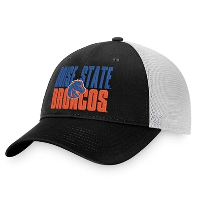 Top Of The World Men's  Black, White Boise State Broncos Stockpile Trucker Snapback Hat In Black,white