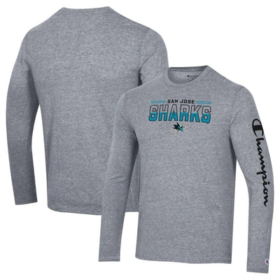 Champion Heather Grey San Jose Sharks Tri-blend Long Sleeve T-shirt
