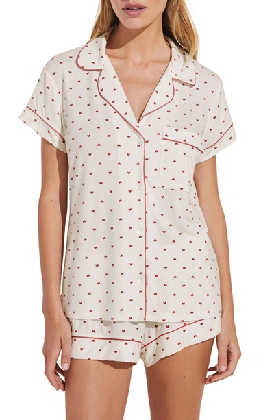 Eberjey Sleep Chic Short Pajamas In White/hearts