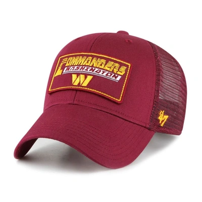 47 Kids' Youth ' Burgundy Washington Commanders Levee Mvp Trucker Adjustable Hat