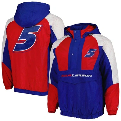 Starter Men's  Royal, Red Kyle Larson The Body Check Half-snap Pullover Jacket In Royal,red