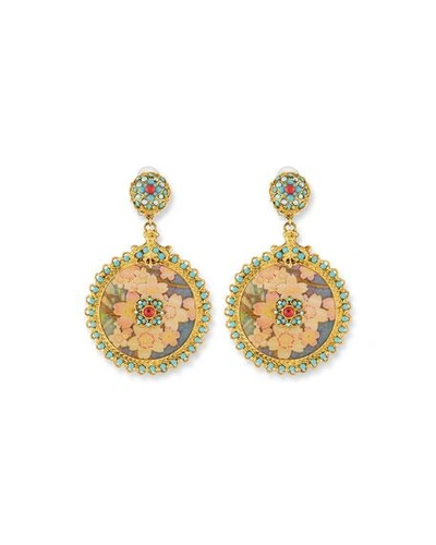 Jose & Maria Barrera Floral Decoupage Clip-on Drop Earrings In Multi