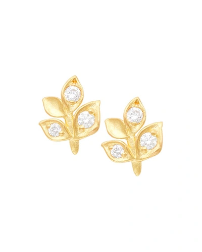 Jamie Wolf 18k Diamond Leaf Stud Earrings In Gold
