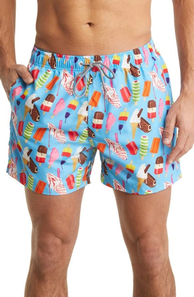 Boardies Ice Cream Mids Swim Trunks In Blue