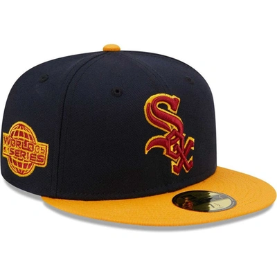 New Era Men's  Navy And Gold Chicago White Sox Primary Logo 59fifty Fitted Hat In Navy,gold