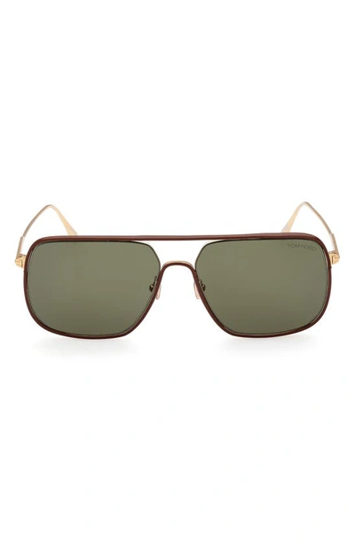 Tom Ford 60mm Aviator Sunglasses In Pale Gold