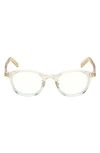 Tom Ford 49mm Square Blue Light Blocking Glasses In Shiny Yellow