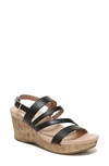 Lifestride Discover Wedge Sandal In Black Faux Leather