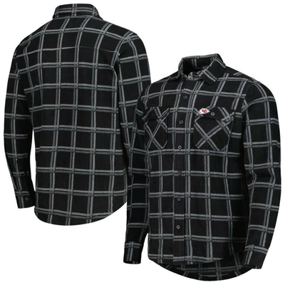 Antigua Black Kansas City Chiefs Industry Flannel Button-up Shirt Jacket