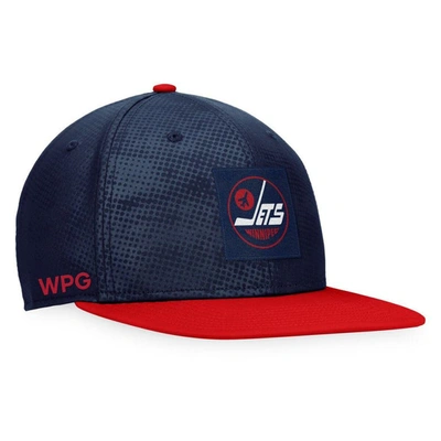 Fanatics Branded Navy/red Winnipeg Jets Authentic Pro Alternate Logo Snapback Hat In Navy,red