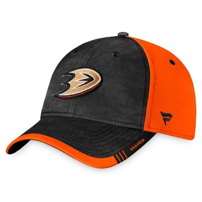 Fanatics Branded Black/orange Anaheim Ducks Authentic Pro Rink Camo Flex Hat In Black,orange
