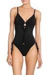 Robin Piccone Aubrey Keyhole One-piece Swimsuit In Black