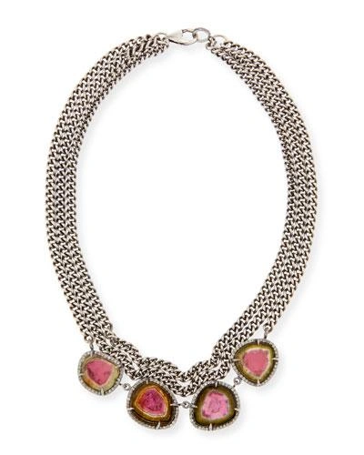 Sheryl Lowe Tourmaline & Diamond Drape Curb Necklace