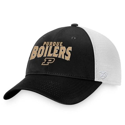 Top Of The World Men's  Black, White Purdue Boilermakers Breakout Trucker Snapback Hat In Black,white