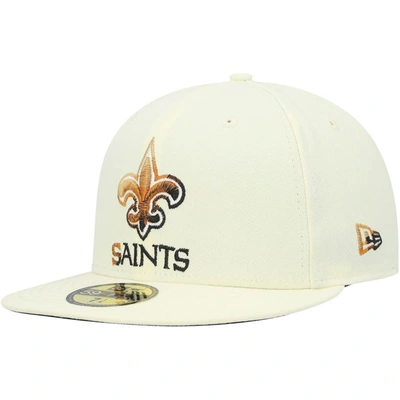 New Era Cream New Orleans Saints Chrome Dim 59fifty Fitted Hat